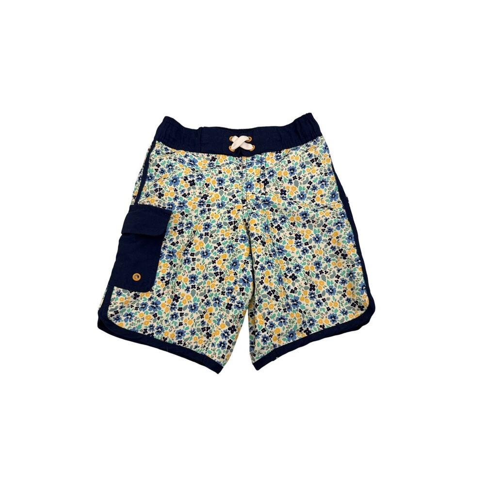 Cat & Jack Blue Yellow Floral Swim Trunks Bathing Suit Size Youth XS 4/5